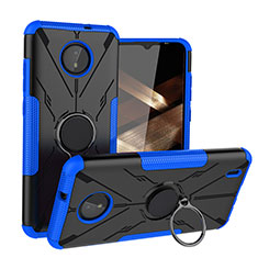 Funda Bumper Silicona y Plastico Mate Carcasa con Magnetico Anillo de dedo Soporte JX1 para Nokia C20 Azul