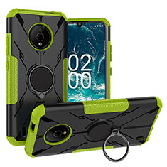 Funda Bumper Silicona y Plastico Mate Carcasa con Magnetico Anillo de dedo Soporte JX1 para Nokia C200 Verde