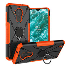 Funda Bumper Silicona y Plastico Mate Carcasa con Magnetico Anillo de dedo Soporte JX1 para Nokia C30 Naranja
