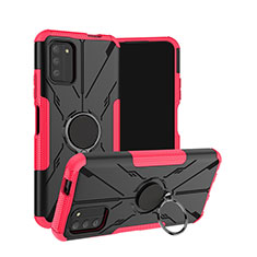 Funda Bumper Silicona y Plastico Mate Carcasa con Magnetico Anillo de dedo Soporte JX1 para Nokia G100 Rosa Roja