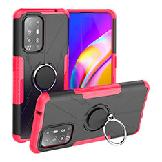 Funda Bumper Silicona y Plastico Mate Carcasa con Magnetico Anillo de dedo Soporte JX1 para Oppo A94 5G Rojo