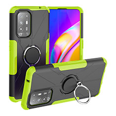 Funda Bumper Silicona y Plastico Mate Carcasa con Magnetico Anillo de dedo Soporte JX1 para Oppo F19 Pro+ Plus 5G Verde