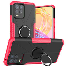 Funda Bumper Silicona y Plastico Mate Carcasa con Magnetico Anillo de dedo Soporte JX1 para Realme 8 4G Rosa Roja