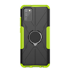 Funda Bumper Silicona y Plastico Mate Carcasa con Magnetico Anillo de dedo Soporte JX1 para Samsung Galaxy A03s Verde