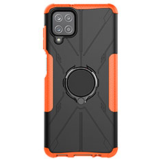 Funda Bumper Silicona y Plastico Mate Carcasa con Magnetico Anillo de dedo Soporte JX1 para Samsung Galaxy A12 5G Naranja