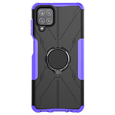 Funda Bumper Silicona y Plastico Mate Carcasa con Magnetico Anillo de dedo Soporte JX1 para Samsung Galaxy A12 Nacho Morado