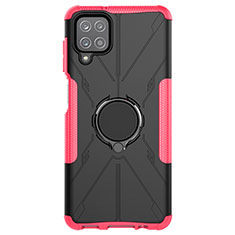 Funda Bumper Silicona y Plastico Mate Carcasa con Magnetico Anillo de dedo Soporte JX1 para Samsung Galaxy A12 Nacho Rosa Roja