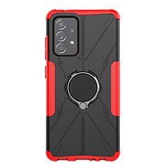 Funda Bumper Silicona y Plastico Mate Carcasa con Magnetico Anillo de dedo Soporte JX1 para Samsung Galaxy A52s 5G Rojo