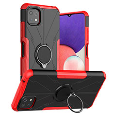Funda Bumper Silicona y Plastico Mate Carcasa con Magnetico Anillo de dedo Soporte JX1 para Samsung Galaxy F42 5G Rojo