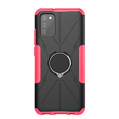 Funda Bumper Silicona y Plastico Mate Carcasa con Magnetico Anillo de dedo Soporte JX1 para Samsung Galaxy M02s Rosa Roja