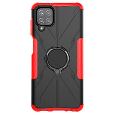 Funda Bumper Silicona y Plastico Mate Carcasa con Magnetico Anillo de dedo Soporte JX1 para Samsung Galaxy M12 Rojo