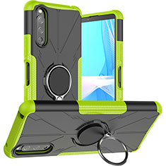 Funda Bumper Silicona y Plastico Mate Carcasa con Magnetico Anillo de dedo Soporte JX1 para Sony Xperia 10 III Lite Verde