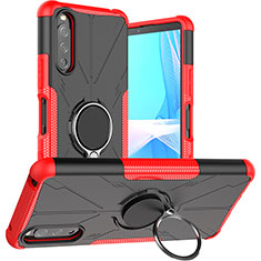 Funda Bumper Silicona y Plastico Mate Carcasa con Magnetico Anillo de dedo Soporte JX1 para Sony Xperia 10 III Rojo