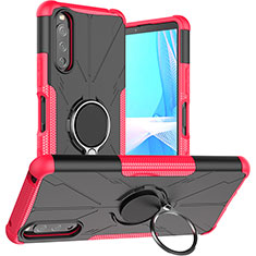 Funda Bumper Silicona y Plastico Mate Carcasa con Magnetico Anillo de dedo Soporte JX1 para Sony Xperia 10 III Rosa Roja
