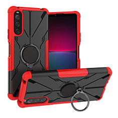 Funda Bumper Silicona y Plastico Mate Carcasa con Magnetico Anillo de dedo Soporte JX1 para Sony Xperia 10 IV Rojo