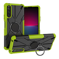 Funda Bumper Silicona y Plastico Mate Carcasa con Magnetico Anillo de dedo Soporte JX1 para Sony Xperia 10 IV Verde