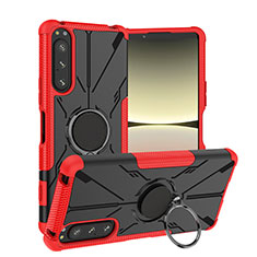 Funda Bumper Silicona y Plastico Mate Carcasa con Magnetico Anillo de dedo Soporte JX1 para Sony Xperia 5 IV Rojo