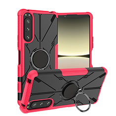 Funda Bumper Silicona y Plastico Mate Carcasa con Magnetico Anillo de dedo Soporte JX1 para Sony Xperia 5 IV Rosa Roja