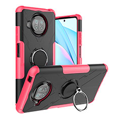 Funda Bumper Silicona y Plastico Mate Carcasa con Magnetico Anillo de dedo Soporte JX1 para Xiaomi Mi 10i 5G Rosa Roja