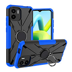 Funda Bumper Silicona y Plastico Mate Carcasa con Magnetico Anillo de dedo Soporte JX1 para Xiaomi Poco C50 Azul
