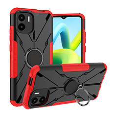 Funda Bumper Silicona y Plastico Mate Carcasa con Magnetico Anillo de dedo Soporte JX1 para Xiaomi Poco C50 Rojo
