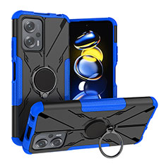 Funda Bumper Silicona y Plastico Mate Carcasa con Magnetico Anillo de dedo Soporte JX1 para Xiaomi Poco X4 GT 5G Azul