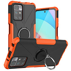 Funda Bumper Silicona y Plastico Mate Carcasa con Magnetico Anillo de dedo Soporte JX1 para Xiaomi Redmi 10 4G Naranja