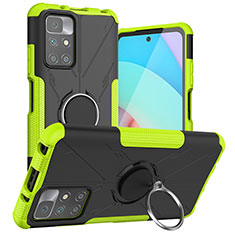 Funda Bumper Silicona y Plastico Mate Carcasa con Magnetico Anillo de dedo Soporte JX1 para Xiaomi Redmi 10 4G Verde