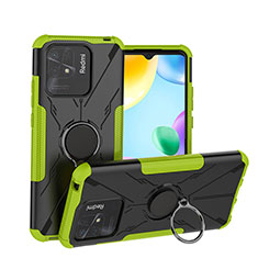 Funda Bumper Silicona y Plastico Mate Carcasa con Magnetico Anillo de dedo Soporte JX1 para Xiaomi Redmi 10 Power Verde