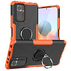 Funda Bumper Silicona y Plastico Mate Carcasa con Magnetico Anillo de dedo Soporte JX1 para Xiaomi Redmi Note 10 Pro 4G Naranja