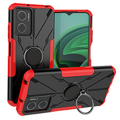 Funda Bumper Silicona y Plastico Mate Carcasa con Magnetico Anillo de dedo Soporte JX1 para Xiaomi Redmi Note 11E 5G Rojo