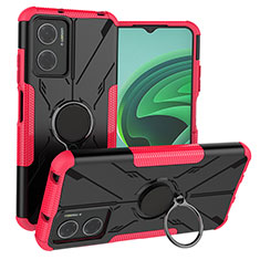 Funda Bumper Silicona y Plastico Mate Carcasa con Magnetico Anillo de dedo Soporte JX1 para Xiaomi Redmi Note 11E 5G Rosa Roja