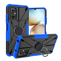Funda Bumper Silicona y Plastico Mate Carcasa con Magnetico Anillo de dedo Soporte JX1 para Xiaomi Redmi Note 11R 5G Azul