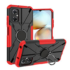 Funda Bumper Silicona y Plastico Mate Carcasa con Magnetico Anillo de dedo Soporte JX1 para Xiaomi Redmi Note 11R 5G Rojo