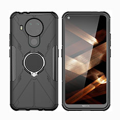 Funda Bumper Silicona y Plastico Mate Carcasa con Magnetico Anillo de dedo Soporte JX2 para Nokia 5.4 Negro
