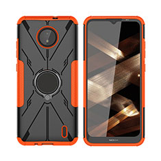 Funda Bumper Silicona y Plastico Mate Carcasa con Magnetico Anillo de dedo Soporte JX2 para Nokia C10 Naranja