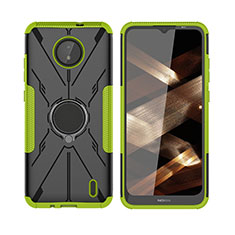 Funda Bumper Silicona y Plastico Mate Carcasa con Magnetico Anillo de dedo Soporte JX2 para Nokia C10 Verde