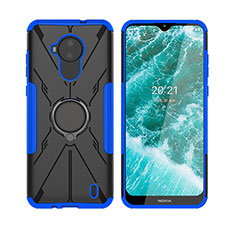 Funda Bumper Silicona y Plastico Mate Carcasa con Magnetico Anillo de dedo Soporte JX2 para Nokia C30 Azul