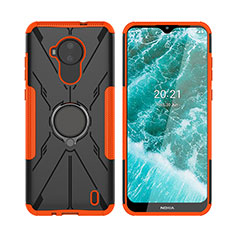 Funda Bumper Silicona y Plastico Mate Carcasa con Magnetico Anillo de dedo Soporte JX2 para Nokia C30 Naranja