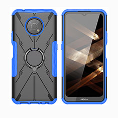 Funda Bumper Silicona y Plastico Mate Carcasa con Magnetico Anillo de dedo Soporte JX2 para Nokia G300 5G Azul
