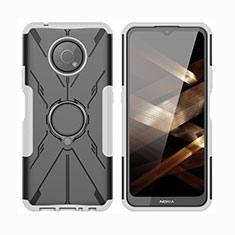 Funda Bumper Silicona y Plastico Mate Carcasa con Magnetico Anillo de dedo Soporte JX2 para Nokia G300 5G Plata
