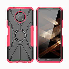 Funda Bumper Silicona y Plastico Mate Carcasa con Magnetico Anillo de dedo Soporte JX2 para Nokia G300 5G Rosa Roja