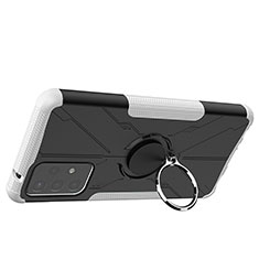 Funda Bumper Silicona y Plastico Mate Carcasa con Magnetico Anillo de dedo Soporte JX2 para Samsung Galaxy A72 5G Blanco