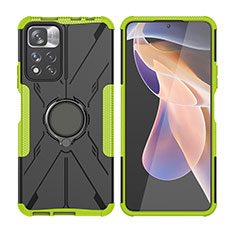 Funda Bumper Silicona y Plastico Mate Carcasa con Magnetico Anillo de dedo Soporte JX2 para Xiaomi Poco X4 NFC Verde