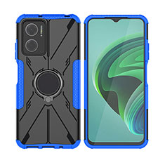 Funda Bumper Silicona y Plastico Mate Carcasa con Magnetico Anillo de dedo Soporte JX2 para Xiaomi Redmi 10 5G Azul