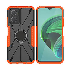 Funda Bumper Silicona y Plastico Mate Carcasa con Magnetico Anillo de dedo Soporte JX2 para Xiaomi Redmi 10 5G Naranja