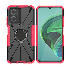 Funda Bumper Silicona y Plastico Mate Carcasa con Magnetico Anillo de dedo Soporte JX2 para Xiaomi Redmi 10 5G Rosa Roja