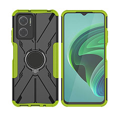 Funda Bumper Silicona y Plastico Mate Carcasa con Magnetico Anillo de dedo Soporte JX2 para Xiaomi Redmi 10 5G Verde