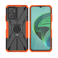 Funda Bumper Silicona y Plastico Mate Carcasa con Magnetico Anillo de dedo Soporte JX2 para Xiaomi Redmi 11 Prime 5G Naranja