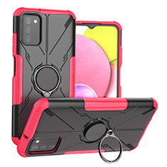 Funda Bumper Silicona y Plastico Mate Carcasa con Magnetico Anillo de dedo Soporte JX3 para Samsung Galaxy A02s Rosa Roja